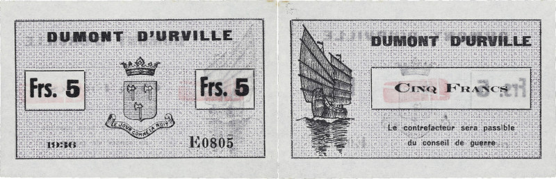 INDOCHINE FRANÇAISE - FRENCH INDOCHINA
5 francs émission de nécessité Militaire ...