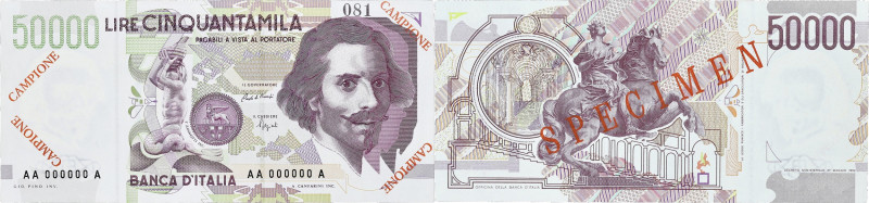 ITALIE - ITALY
50000 lire SPECIMEN 27 mai 1992.

P.116s.
Alphabet AA - numéro 00...