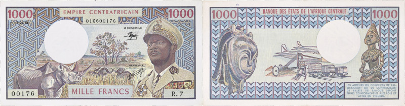 RÉPUBLIQUE CENTRAFRICAINE - CENTRAL AFRICAN REPUBLIC
1000 francs type “Empire ce...