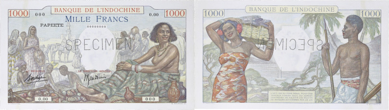 TAHITI
1000 francs SPECIMEN - Banque de l’Indochine ND (1940).

P.15as - K.516a....