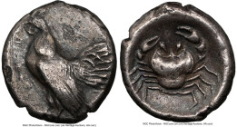 SICILY. Himera. Ca. 483-470 BC. AR didrachm (20mm, 8.36 gm, 7h). NGC Choice VF 5/5 - 2/5, marks. HIMERA, cock standing left / Crab within shallow incu...