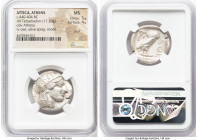 ATTICA. Athens. Ca. 440-404 BC. AR tetradrachm (24mm, 17.20 gm, 6h). NGC MS 5/5 - 4/5, scuff. Mid-mass coinage issue. Head of Athena right, wearing ea...