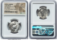 ATTICA. Athens. Ca. 440-404 BC. AR tetradrachm (24mm, 17.21 gm, 4h). NGC AU 4/5 - 4/5. Mid-mass coinage issue. Head of Athena right, wearing earring, ...