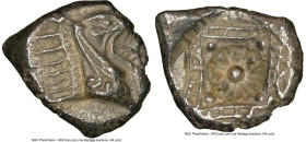 CARIA. Halicarnassus. Ca. 510-480 BC. AR hecte (13mm). NGC Choice VF. Head of ketos right, with pointed ear, pinnate mane, long snout, and mouth open ...