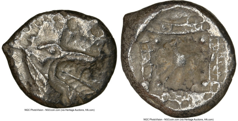 CARIA. Halicarnassus. Ca. 510-480 BC. AR hecte (12mm). NGC Choice VF. Head of ke...
