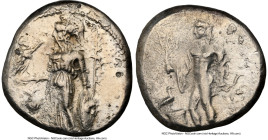 PAMPHYLIA. Side. Ca. 400-360 BC. AR stater (22mm, 8h). NGC Choice VF, brushed. Athena standing facing, helmeted head left, owl left in raised right ha...