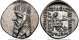 PARTHIAN KINGDOM. Mithradates II (ca. 121-91 BC). AR drachm (20mm, 4.00 gm, 12h). NGC MS 5/5 - 3/5. Rhagae, ca. 96/5-93/2 BC. Diademed, draped bust of...