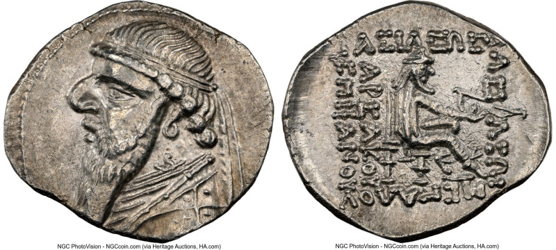 PARTHIAN KINGDOM. Mithradates II (ca. 121-91 BC). AR drachm (20mm, 12h). NGC Cho...