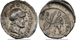 Cnaeus Pompeius Junior (46-45 BC). AR denarius (19mm, 3.83 gm, 7h). NGC Choice AU 4/5 - 4/5. Uncertain mint in Spain (Corduba), summer 46 BC-spring 45...