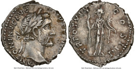 Antoninus Pius, as Augustus (AD 138-161). AR denarius (17mm, 6h). NGC Choice XF, brushed. Rome, AD 155-156. ANTONINVS AVG-PIVS P P IMP II, laureate he...