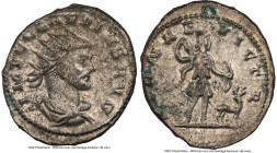 Claudius II (AD 268-270). BI antoninianus (21mm, 5h). NGC MS, Silvering. Antioch. IMP C CLAVDIVS AVG, radiate head of Claudius II left / DIANAE VICTR,...