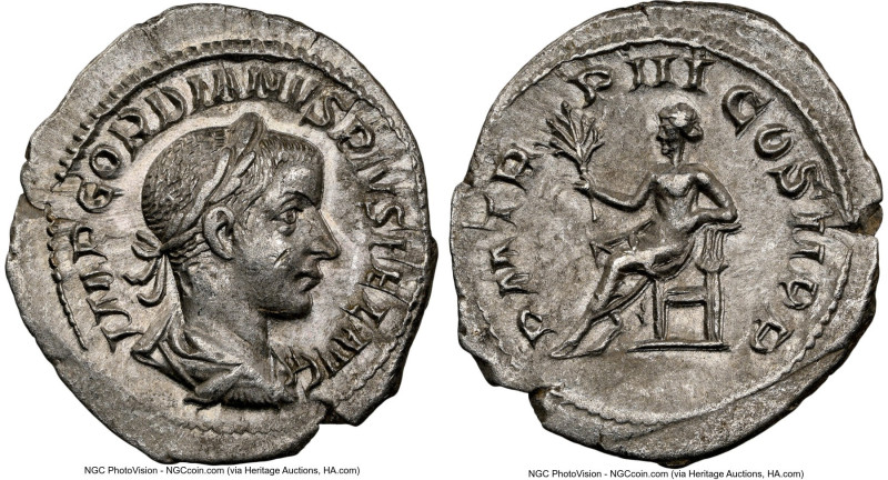 ANCIENT LOTS. Roman Imperial. Gordian III (AD 238-244). Lot of five (5) AR denar...