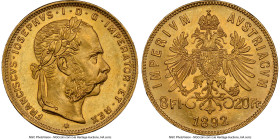 Franz Joseph I gold Restrike 8 Florins (20 Francs) 1892 MS66 NGC, Vienna mint, KM2269, Fr-502R. HID09801242017 © 2023 Heritage Auctions | All Rights R...