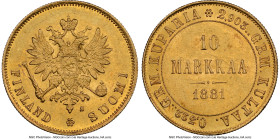Russian Duchy. Alexander III gold 10 Markkaa 1881-S MS63 NGC, Helsinki mint, KM8.2, Fr-5. HID09801242017 © 2023 Heritage Auctions | All Rights Reserve...