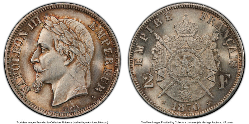 Napoleon III 2 Francs 1870-A MS64 PCGS, Paris mint, KM807.1, Gad-527. HID0980124...