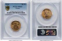 Republic gold 20 Francs 1910 MS63 PCGS, Paris mint, KM857, Gad-1064a, F-535. HID09801242017 © 2023 Heritage Auctions | All Rights Reserved