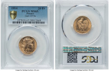 Republic gold 20 Francs 1914 MS65 PCGS, KM857, Gad-1064a. A beaming jewel with radiant luster. HID09801242017 © 2023 Heritage Auctions | All Rights Re...