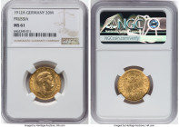 Prussia. Wilhelm II gold 20 Mark 1912-A MS61 NGC, Berlin mint, KM521, J-252. HID09801242017 © 2023 Heritage Auctions | All Rights Reserved