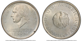Weimar Republic "Lessing" 5 Mark 1929-F UNC Details (Cleaned) PCGS, Stuttgart mint, KM61, J-336. 200th Anniversary of Gotthold Lessing. HID09801242017...