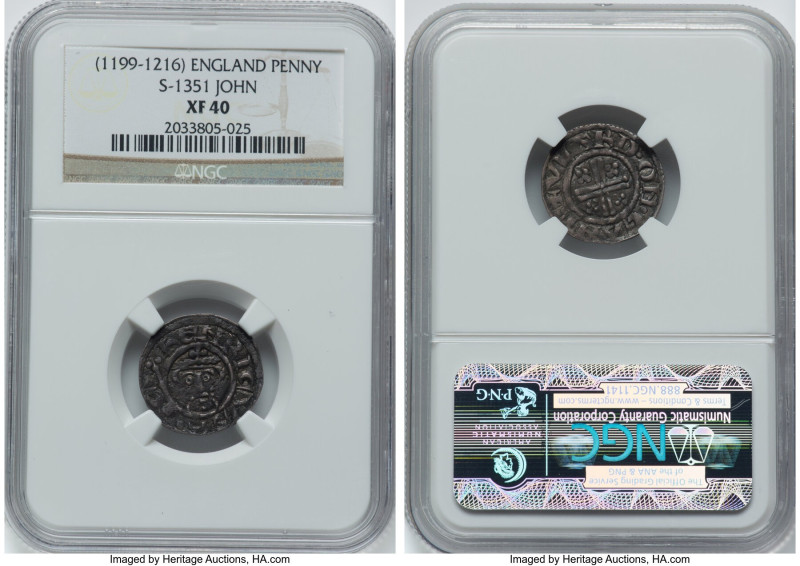 John Penny ND (1199-1216) XF40 NGC, Canterbury mint, Short Cross coinage, Class ...