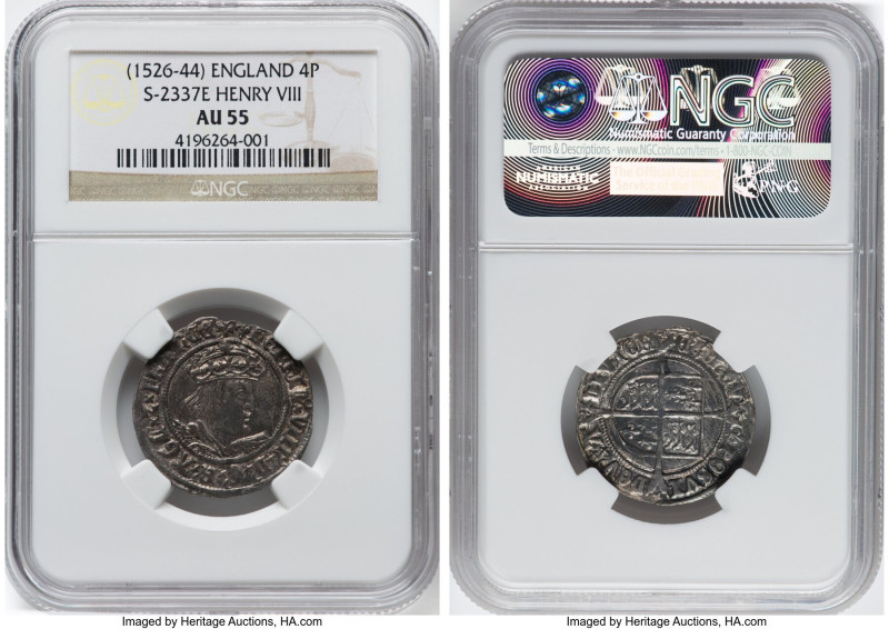 Henry VIII (1509-1547) Groat (4 Pence) ND (1526-1544) AU55 NGC, London mint, Lis...