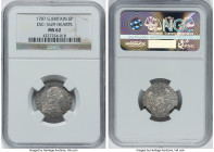 George III 6 Pence 1787 MS62 NGC, KM606.2, S-3749, ESC-2190 (prev. ESC-1629). Variety with hearts in the Hanoverian shield. HID09801242017 © 2023 Heri...