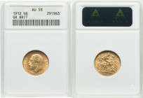 George V gold 1/2 Sovereign 1912 AU58 ANACS, KM819, S-4006. HID09801242017 © 2023 Heritage Auctions | All Rights Reserved