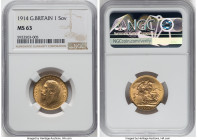 George V gold Sovereign 1914 MS63 NGC, KM820, S-3996. HID09801242017 © 2023 Heritage Auctions | All Rights Reserved
