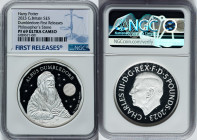 Charles III silver Proof "Professor Dumbledore" 5 Pounds (2 oz) 2023 PR69 Ultra Cameo NGC, Mintage: 510. Harry Potter and the Philosopher's Stone seri...