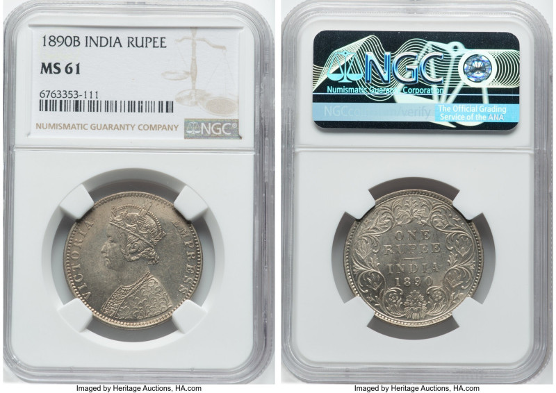 British India 3-Piece Lot of Certified Assorted Rupees NGC, 1) Victoria Rupee 18...