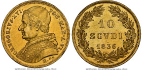 Papal States. Gregory XVI gold 10 Scudi Anno VI (1836)-R UNC Details (Cleaned) NGC, Rome mint, KM1108, Fr-263. HID09801242017 © 2023 Heritage Auctions...