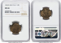 Vittorio Emanuele III 3-Piece Lot of Certified Assorted Issues NGC, 1) 10 Centesimi 1941-R - MS66, Rome mint, KM74a 2) 10 Centesimi 1943-R - MS65, Rom...