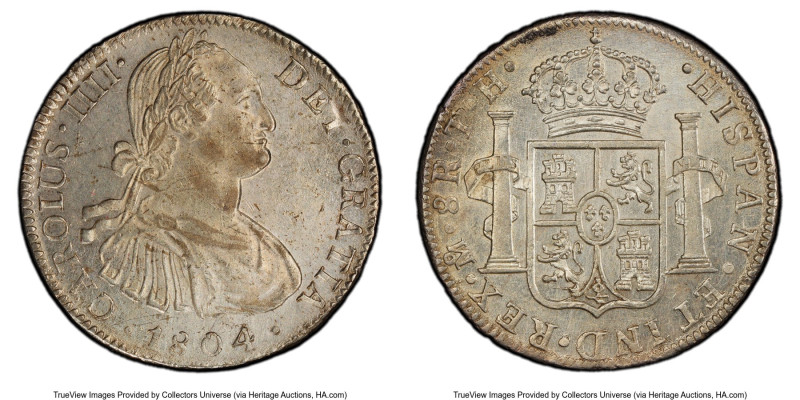Charles IV 8 Reales 1804 Mo-TH UNC Details (Cleaned) PCGS, Mexico City mint, KM1...