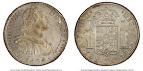 Charles IV 8 Reales 1804 Mo-TH UNC Details (Cleaned) PCGS, Mexico City mint, KM109, Cal-980. Competently struck specimen with a dusting of golden-brow...