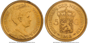 Wilhelmina gold 5 Gulden 1912 UNC Details (Damaged) NGC, Utrecht mint, KM151, Fr-350. One year type. HID09801242017 © 2023 Heritage Auctions | All Rig...