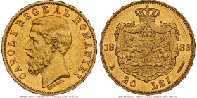 Carol I gold 20 Lei 1883-B AU58 NGC, Bucharest mint, KM20, Fr-3. HID09801242017 © 2023 Heritage Auctions | All Rights Reserved
