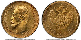 Nicholas II gold 5 Roubles 1903-AP MS62 PCGS, St. Petersburg mint, KM-Y62, Fr-180, Bit-30. HID09801242017 © 2023 Heritage Auctions | All Rights Reserv...