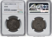 Republic Pair of Certified 2-1/2 Shillings NGC, 1) 2-1/2 Shillings 1896 - XF45 2) 2-1/2 Shillings 1897 - AU53 Pretoria mint, KM7. HID09801242017 © 202...