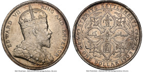 British Colony. Edward VII Dollar 1903-B AU58 NGC, Bombay mint, KM25, Prid-1. Incuse mintmark. HID09801242017 © 2023 Heritage Auctions | All Rights Re...