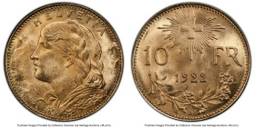 Confederation gold 10 Francs 1922-B MS64 PCGS, Bern mint, KM36, Fr-504. HID09801242017 © 2023 Heritage Auctions | All Rights Reserved