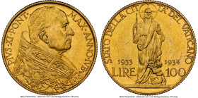 Pius XI gold "Jubilee" 100 Lire 1933-1934 MS65 NGC, Rome mint, KM9, Fr-284. HID09801242017 © 2023 Heritage Auctions | All Rights Reserved