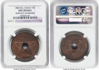 Pair of Certified Assorted copper Minors, 1) Belgian Congo: Leopold II 10 Centimes 1888 - UNC Details (Surface Hairlines) NGC, KM4 2) Germany: Oldenbu...