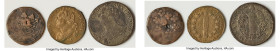 3-Piece Lot of Uncertified Assorted Issues, 1) Isle de Bourbon. French Colony 2 Sols 1715 - Fine (Holed) 28.4mm. 9.20gm 2) Louis XVI 12 Deniers 1791-A...