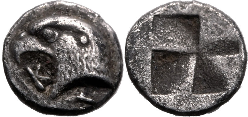 ANCIENT GREECE. AEOLIS, KYME. 
Silver hemiobol, circa 480-450 BC. 
Obv: eagle ...