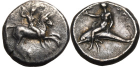 Ancient Greece: Calabria, Tarentum circa 302-280 BC Silver Nomos Good Very Fine; exhibiting a beautiful old cabinet tone