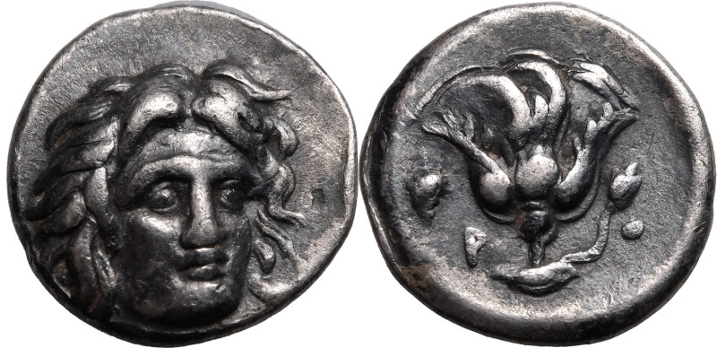 ANCIENT GREECE. RHODOS, RHODES. 
Silver hemidrachm, circa 360-340 BC. 
Obv: he...