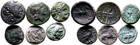 Ancient Greece Various Rulers/Cities 4rd-2nd centuries BC Bronze 6 x AE Denominations About Very Fine