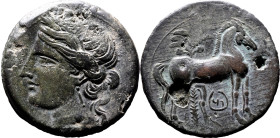 Ancient Carthage circa 221-202 BC Bronze Trishekel Good Very Fine; two unobtrusive holes/digs to rev., plugged(?), nicely centred on the flan