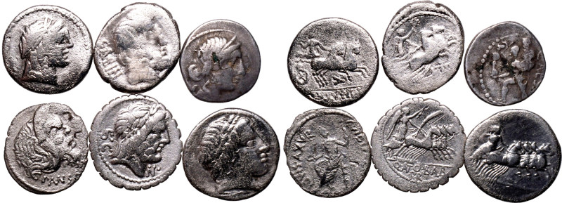 ROMAN REPUBLIC & IMPERATORIAL. Julius Caesar + Various Moneyers. 
Silver 5 x ar...