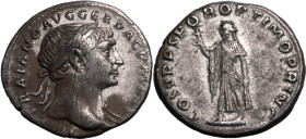 Roman Empire Trajan AD 107-108 Silver Denarius Good Very Fine; minor scratches to obv.